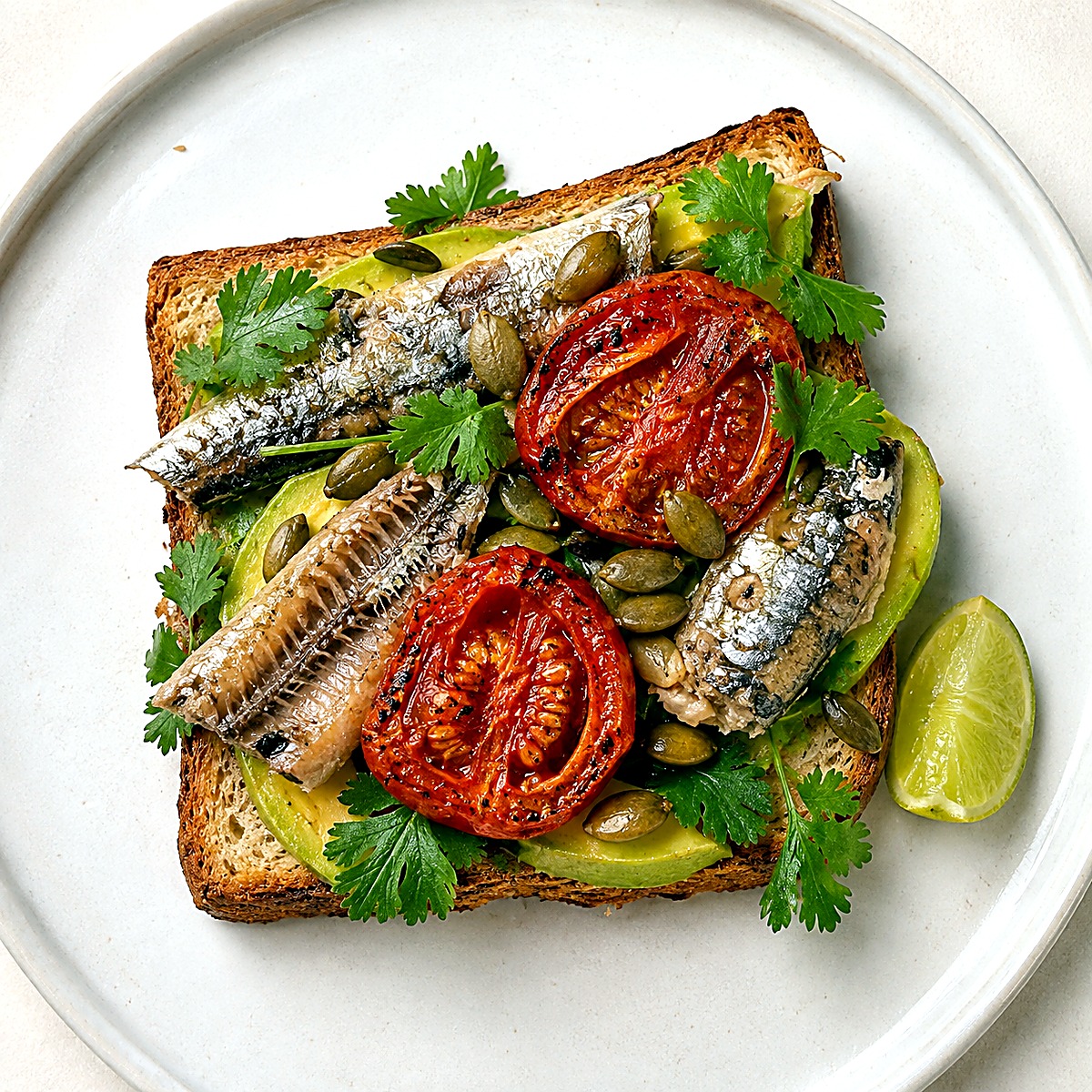 avocado sardine toast